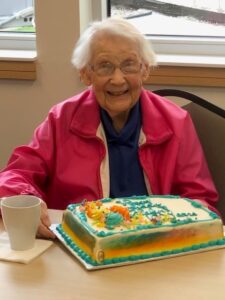 Helen Klanderud at Wednesday morning Bible study celebrating her 100th birthday.